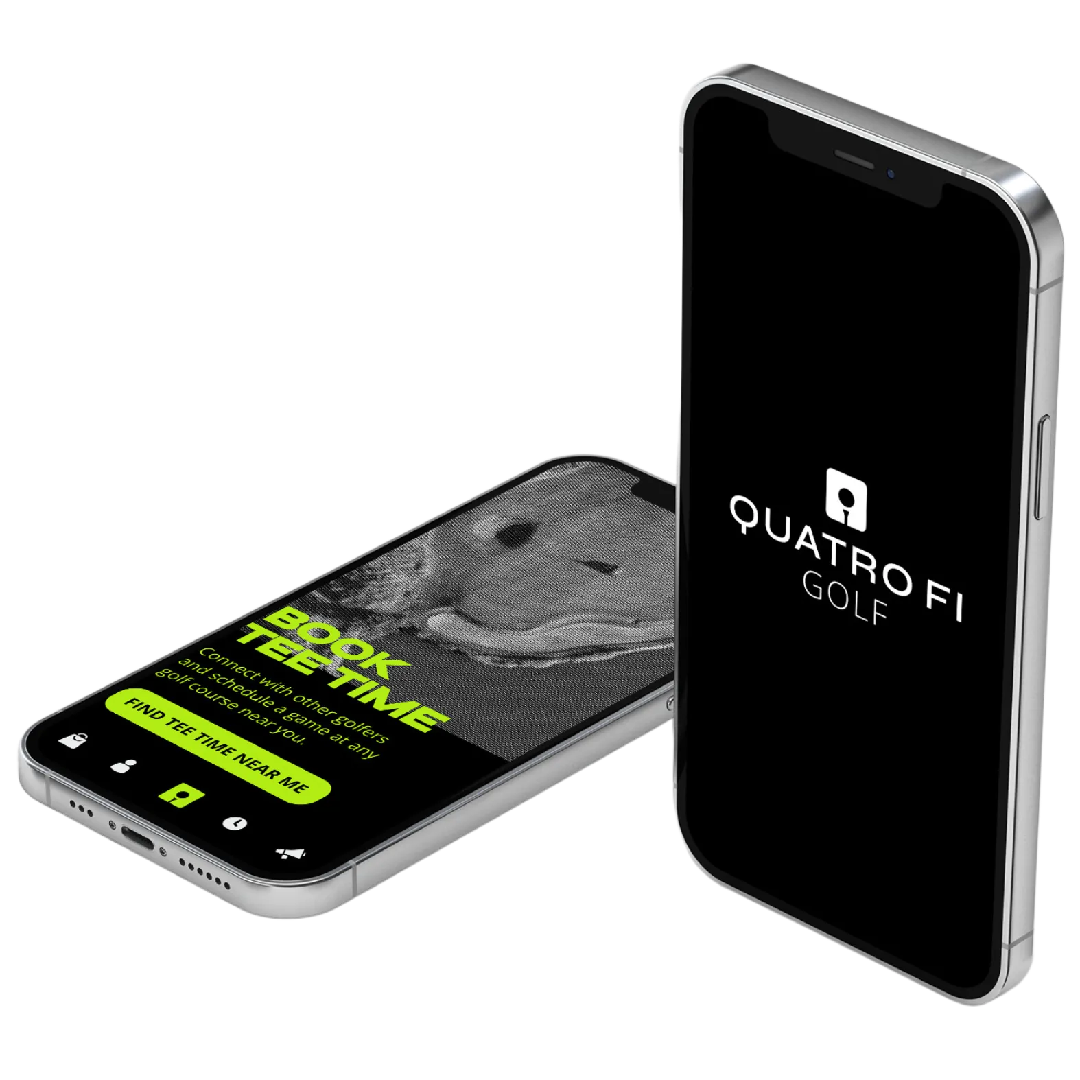 A phone with the Quatro Fi Golf App